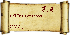 Béky Marianna névjegykártya